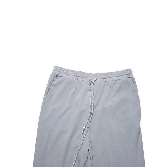 Womens Light Gray Casual Set Short Sleeve Top & Elastic Waist Drawstring Pant XL - Picture 3 of 6